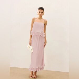 Commense Pleated Layered Ruffle Skirt Set